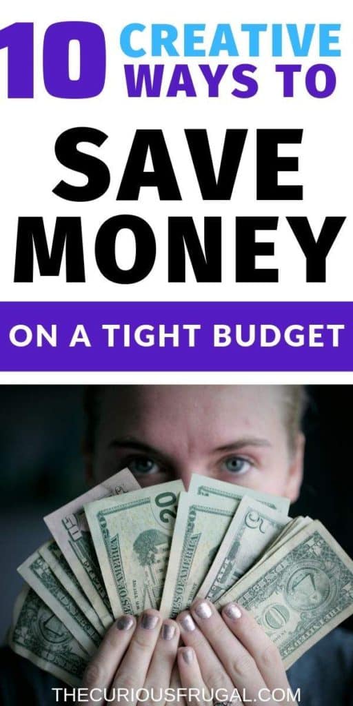 10 creative ways to save money on a tight budget. It is possible to save money on a low income but it takes some creativity. Here are some money saving hacks and frugal hacks to save you thousands a year!
