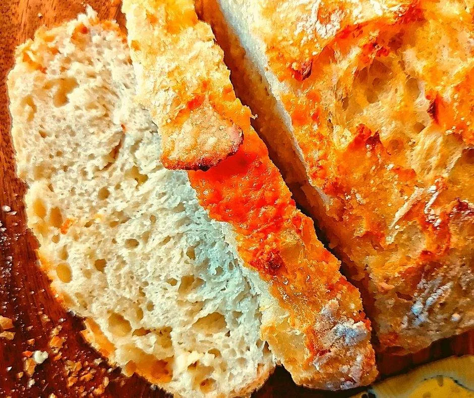 Sliced homemade cheese bread