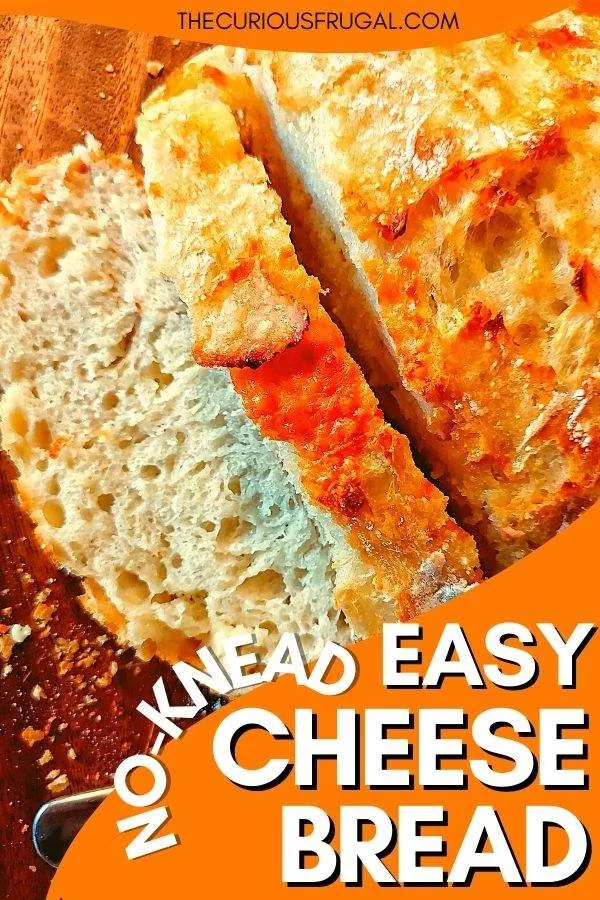 No-knead easy cheese bread (with sliced loaf of cheese bread)