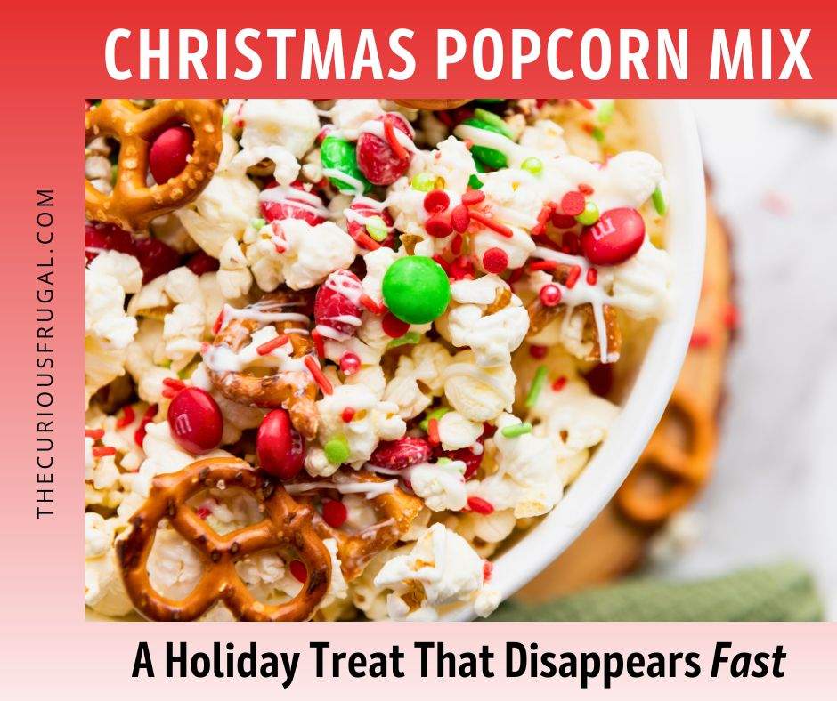 Make this easy Christmas popcorn for your next holiday movie night or party! This sweet and salty Christmas snack mix is loaded with chocolate, candy, and festive sprinkles — the perfect holiday treat for gifting or snacking. A quick Christmas recipe idea everyone will love!