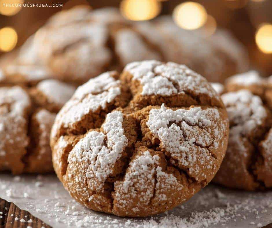 These Gingerbread Crinkle Cookies are the ultimate frugal holiday baking idea...soft, spiced, and rolled in icing sugar for that perfect crackle on top! Made with simple pantry staples, they’re festive, budget-friendly, and foolproof. Great for cookie exchanges, Christmas dessert tables, or cozy winter baking days.